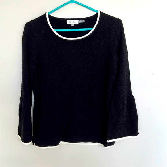 Calvin Klein black sweater with white trim